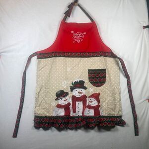 St. Nicholas Square Christmas Apron – Snowman Print – 100% Cotton
